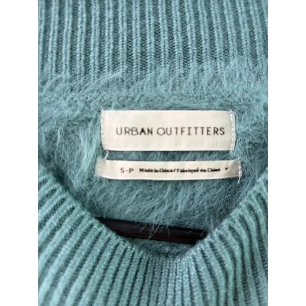 Urban Outfitters Sweet As A Peach Fuzzy Mock-Neck Sweater – Teal – Size S - Picture 7 of 8
